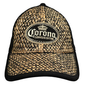 Bio-Domes Corona Cerveza Extra Strapback Hat Cap Cotton/Straw Black Fabric 2006